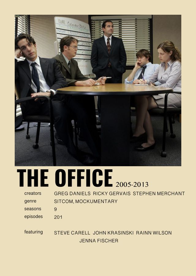 an advertisement for the office featuring five people sitting at a table