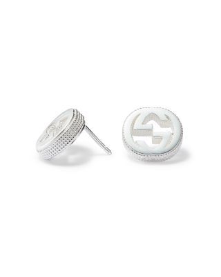 Gucci Sterling Silver Interlocking G Stud Earrings