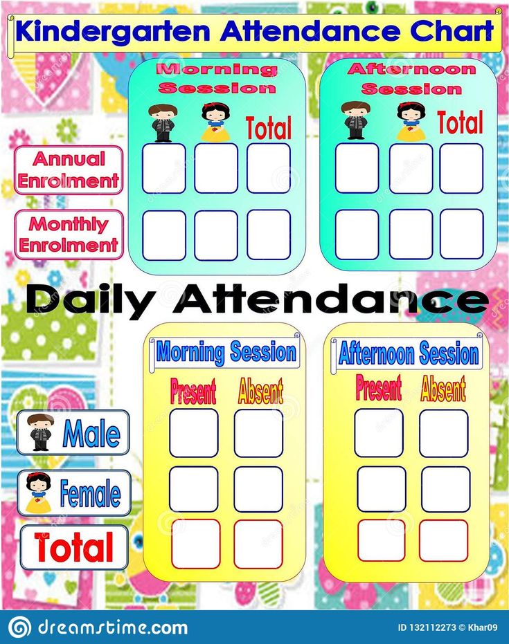 the daily attendance sheet for children's attendance chart