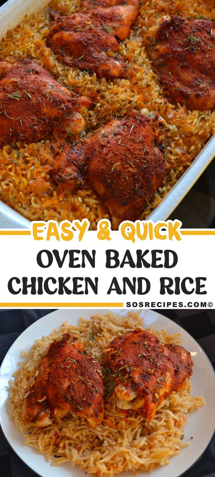 an easy and quick oven baked chicken and rice dish