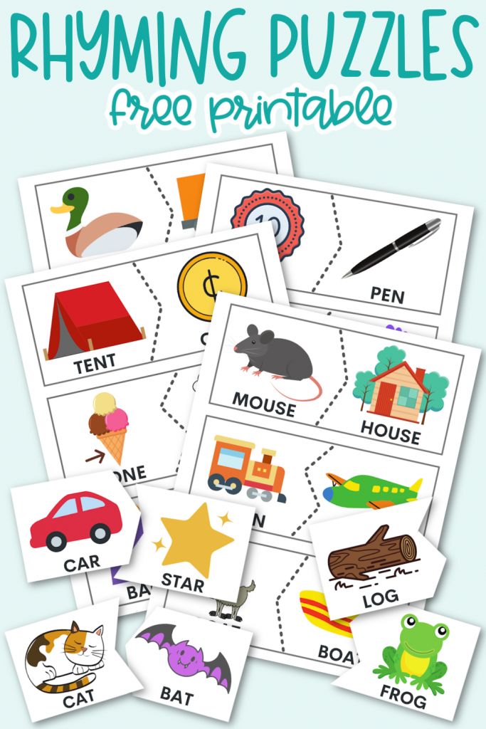 the printable rhyming puzzles for kids