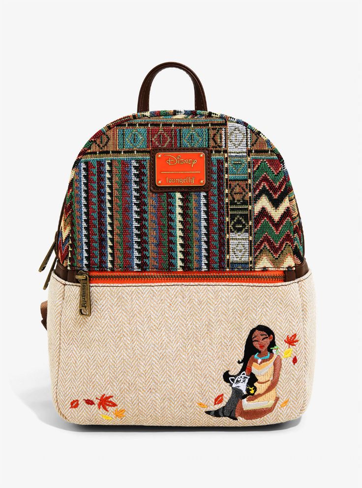 Loungefly Disney Pocahontas Woven Mini Backpack - BoxLunch Exclusive Disney Bags Backpacks, Loungefly Mini Backpack, Florida Holiday, Loungefly Backpack, Cute Mini Backpacks, Disney Purse, Disney Loungefly, Fun Clothing, Backpack Outfit