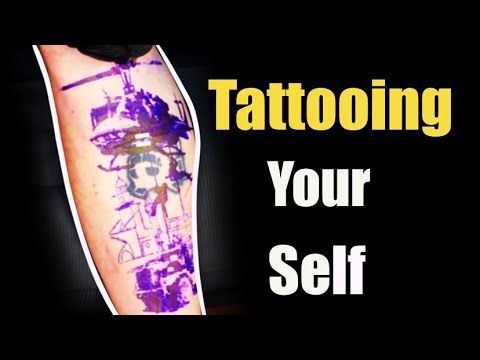 the words tattooing your self are shown in front of an image of a man's arm