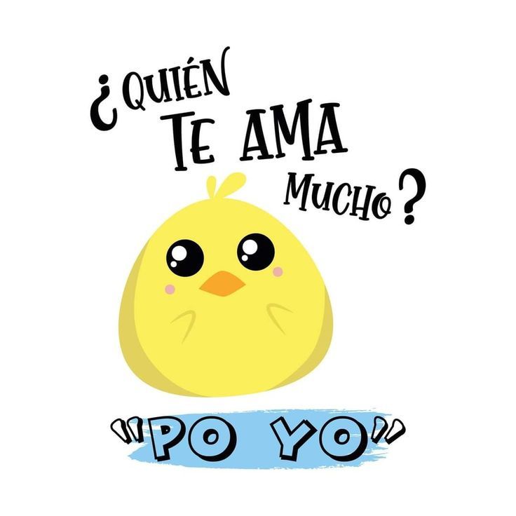 a yellow bird sitting on top of a white background with the words'quen te ama mucho? '