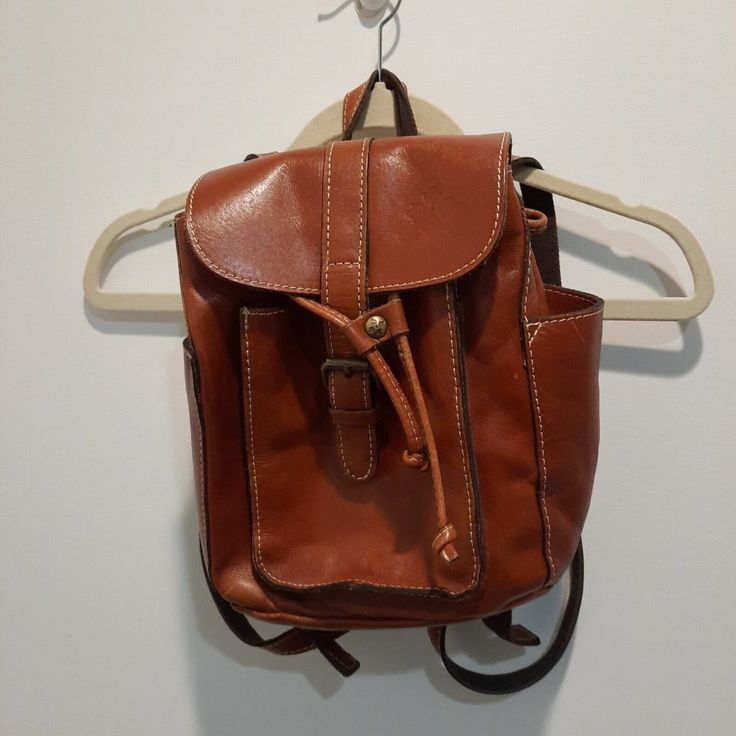 Patricia Nash Brown Italian Leather Adjustable Mini Backpack Purse Bag. Pre-Owned Good Condition Casual Travel Satchel With Leather Backing, Casual Leather-backed Satchel For Travel, Casual Satchel With Leather Backing, Casual Travel Satchel In Soft Leather, Casual Leather-backed Satchel Shoulder Bag, Casual Leather Pouch Bag, Leather Casual Satchel Backpack, Casual Bags With Leather Backing For On-the-go, Classic Backpack With Adjustable Strap