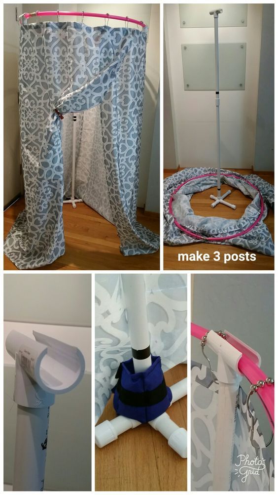 four different pictures showing how to make an umbrella stand