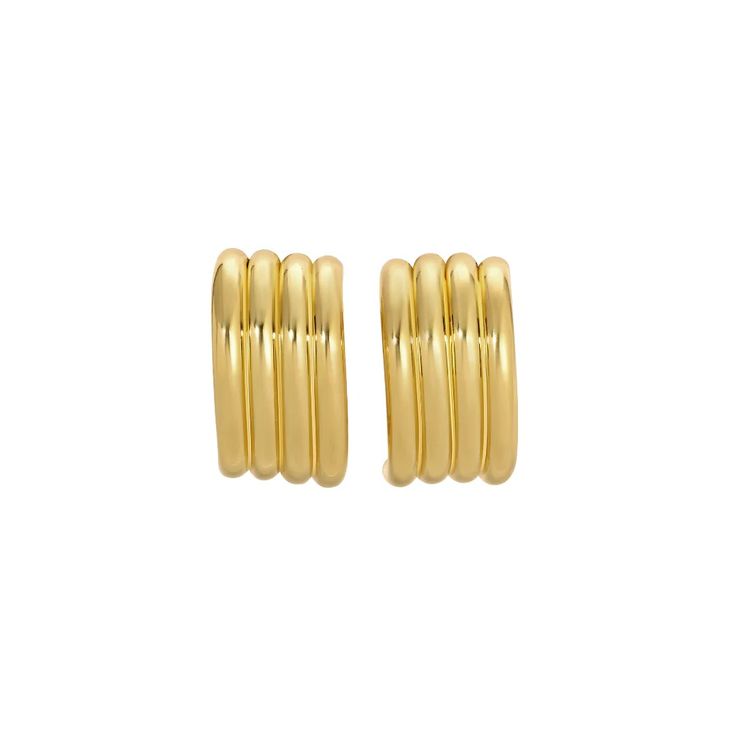 ARIA GOLD �– Heaven Mayhem Modern Gold-tone Earrings With Plating, Modern Plated Earrings For Everyday, Modern Everyday Plated Earrings, Modern Plated Earrings For Formal Occasions, Modern Yellow Gold Hoop Earrings, Modern Plated Formal Earrings, Modern Formal Plated Earrings, Chic Yellow Gold Brass Earrings, Modern Yellow Gold Clip-on Earrings