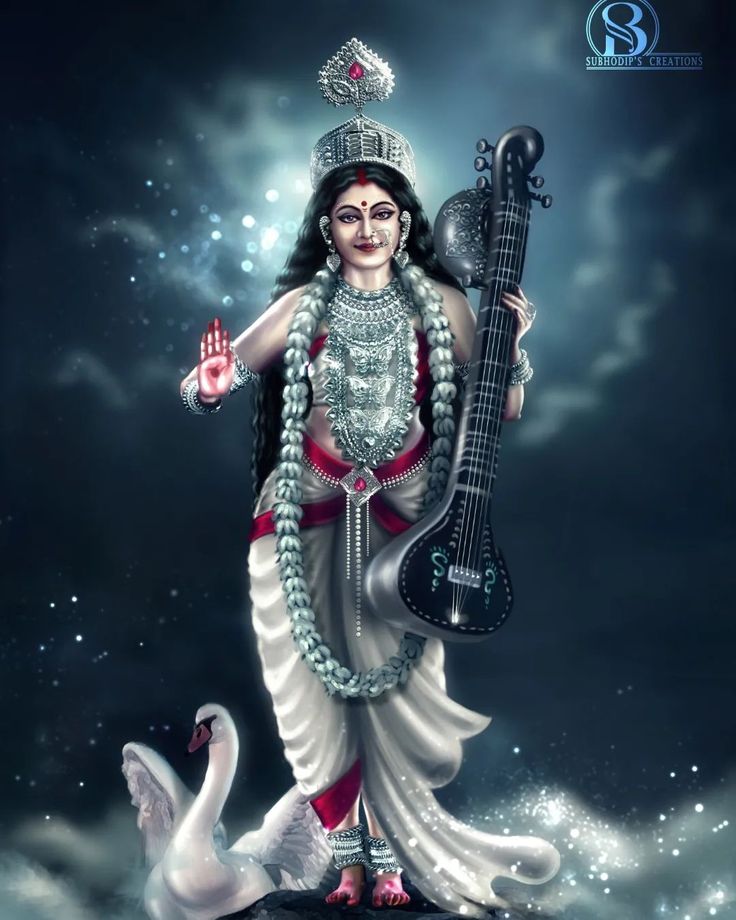 Sarasvati Ma Wallpaper, Happy Saraswati Puja Images, सरस्वती माता Hd, Ma Saraswati Images, Saraswati Devi Painting, Saraswati Devi Art, Mata Saraswati, Brahma Vishnu Shiva, Saraswati Mata