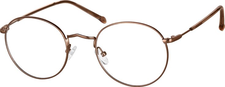 These round glasses have larger lenses that work well as sunglasses or bold everyday glasses. The medium-wide stainless steel frame features adjustable nose pads and acetate covered temple arms for a comfortable wear. It has a satin finish and is available in pink copper brown grey red or gold. | Zenni Round Prescription Glasses Brown Stainless Steel Frame Gold Round Glasses, Round Prescription Glasses, Everyday Glasses, Cheap Frames, Round Eyeglasses Frames, Pink Copper, Colorful Frames, Zenni Optical, Round Glasses