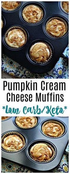 pumpkin cream cheese muffins with low carb ketchup in a muffin tin