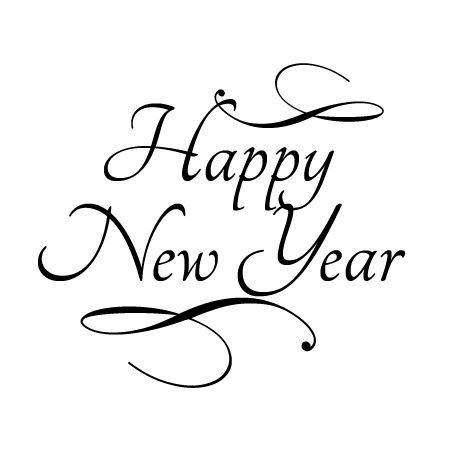 the words happy new year written in cursive writing on a white background with black ink