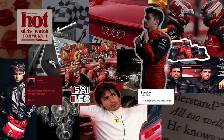 a collage of photos with men and women in racing gear, including an image of a man