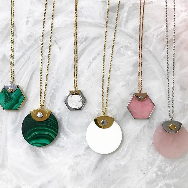 Featuring a geometric semi-prescious stone held in place by industrial detailing, these pendants are an easy way to add dimension and a touch of color to any outfit. Tap to see more! Dynamics - wbritt 🍉🍉🍉 #Minimalistic #Simple #Chic #Elegant #Luxury #Modern #nyc #Fashion #Regram #Classy #Trendy #Jewelry #angle #rings #collections #new #style #fashion #ootd #lookbook #newlook #accessories #silver #gold #geometricjewelry #gift #design Jewelry Style Guide, Accessories Silver, Gift Design, Circle Pendant Necklace, Spring Jewelry, Chakra Jewelry, Jewelry Style, Simple Chic, Geometric Jewelry