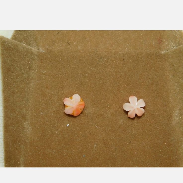 Very Small Plumeria Earrings Hand Carved Coral And Hand Made So Some Imperfections Could Be Seen. Dainty Pink Flower-shaped Earrings, Dainty Pink Flower Earrings, Delicate Pink Earrings, Delicate Pink Pierced Earrings, Pink Round Earrings For Valentine's Day, Dainty Pink Round Earrings, Peach Flower Shaped Jewelry For Gift, Peach Flower-shaped Jewelry For Gift, Delicate Pink Flower Earrings For Anniversary