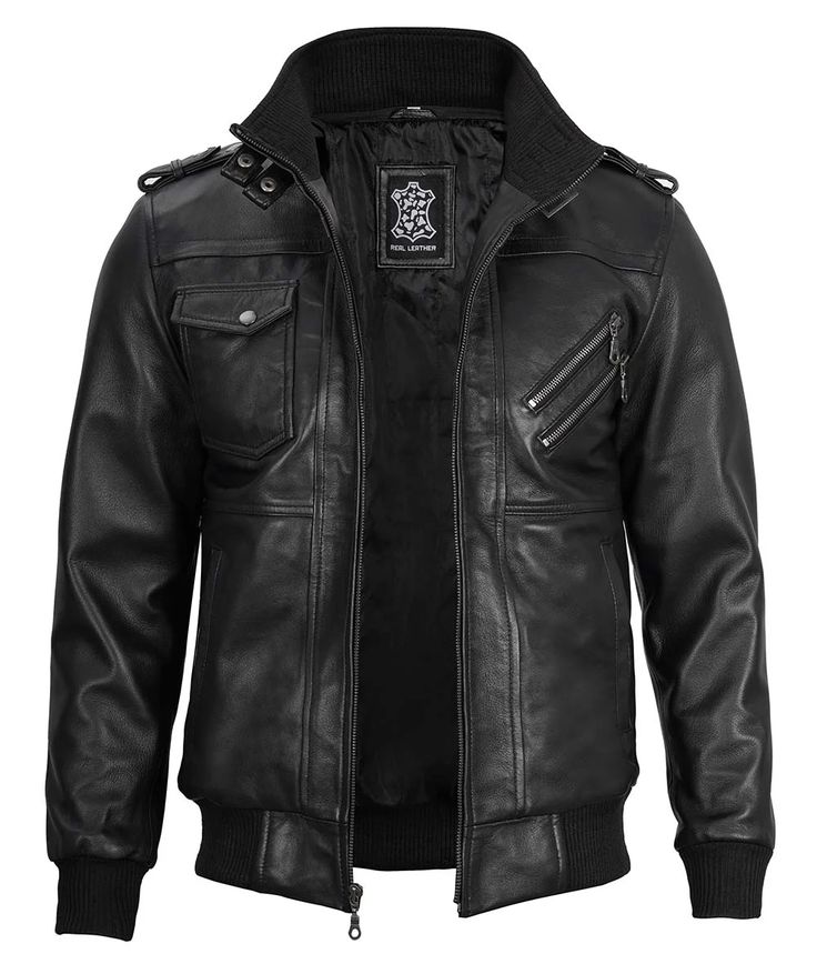 Black Leather Jacket With Removable Hood For Men
Introducing our Black Leather Jacket with Removable Hood for Men - a versatile and stylish addition to elevate any wardrobe. Crafted from high-quality leather & internal polyester lining, this jacket features a sleek and modern design with a removable hood, making it perfect for any weather condition. It has parallel zip chest pockets, 2 side pockets, & 1 patch pocket. Furthermore, it also features a rib-knit and buckle collar for a finishing touc Leather Biker Jacket For Cold Weather, Winter Biker Jacket With Multiple Pockets, Winter Leather Jacket With Multiple Pockets, Winter Outdoor Leather Jacket With Detachable Hood, Leather Jacket With Detachable Hood For Cold Weather, Cold Weather Leather Jacket With Detachable Hood, Black Biker Outerwear With Detachable Hood, Urban Leather Outerwear For Outdoor, Urban Leather Jacket For Business In Winter