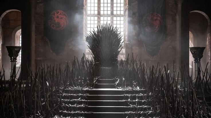 the iron throne sits in front of an open window