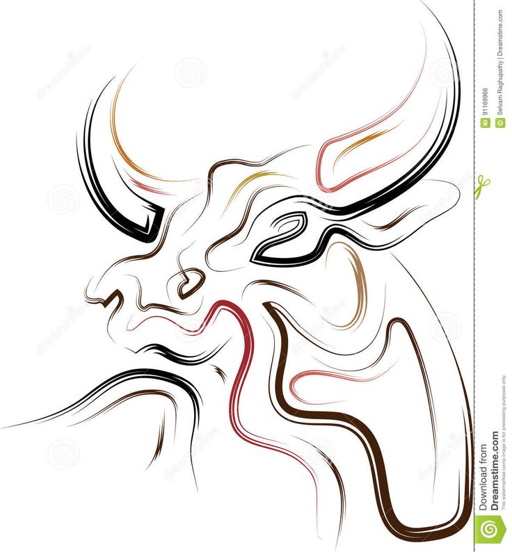 the head of a bull with long horns on white background royalty illustration for design and printing