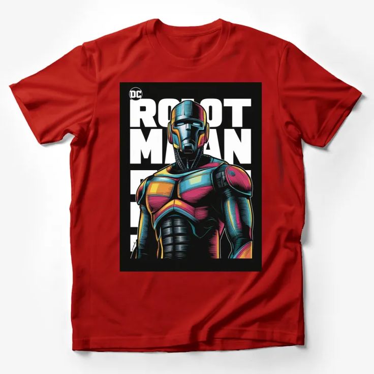 Robot Man Colorful DC Comic Inspired T-Shirt, Vibrant Superhero Graphic Tee, Unique Pop Art Style Apparel Male T-Shirt Custom graphic T-Shirt.Customize your color Pop Art Clothing, Red Superhero, Superhero Graphic, Pop Art Shirt, Joker T Shirt, Comic Face, Pop Art Style, Dc Comic, T Shirt Costumes