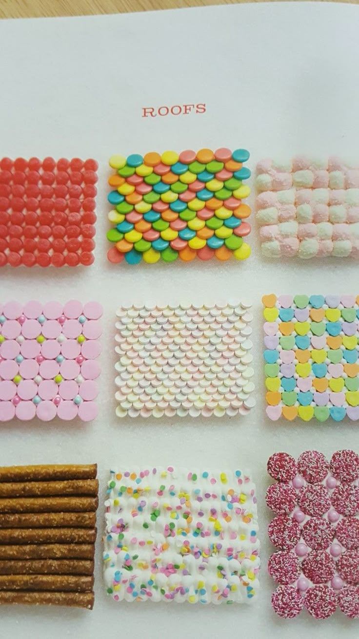 there are many different types of candies on this page, and they look like they could be made out of candy