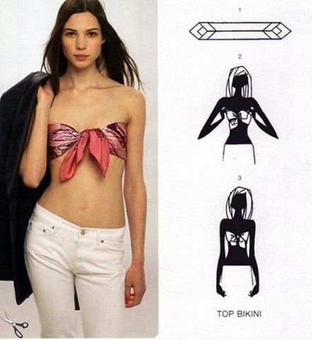 15 Tying Ways to Turn Scarf into Fashion Top Scarf Into A Top, Tie A Scarf, Creative Clothes, Ways To Wear A Scarf, Diy Scarf, Diy Fashion Clothing, Scarf Top, Scarf Tying, Clothing Hacks