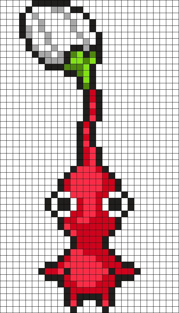 a cross stitch pattern with a red and black object