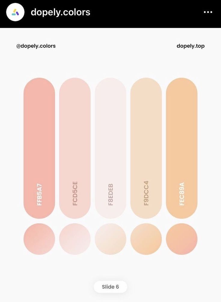 an iphone screen showing different shades of pink and peach, with the text dopey colors