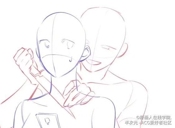 a drawing of two people with their arms around each other and one person holding his head