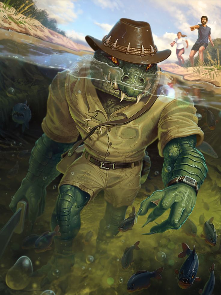 a painting of a man in a cowboy hat and green suit with fish swimming around him