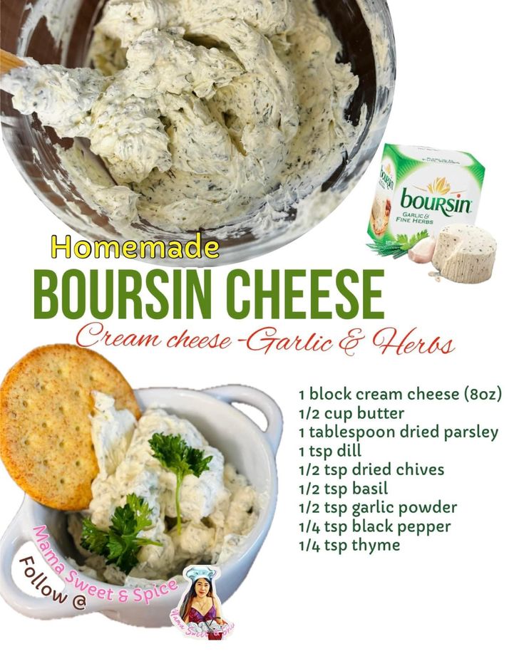 the ingredients for this recipe include cream cheese, garlic and herbs