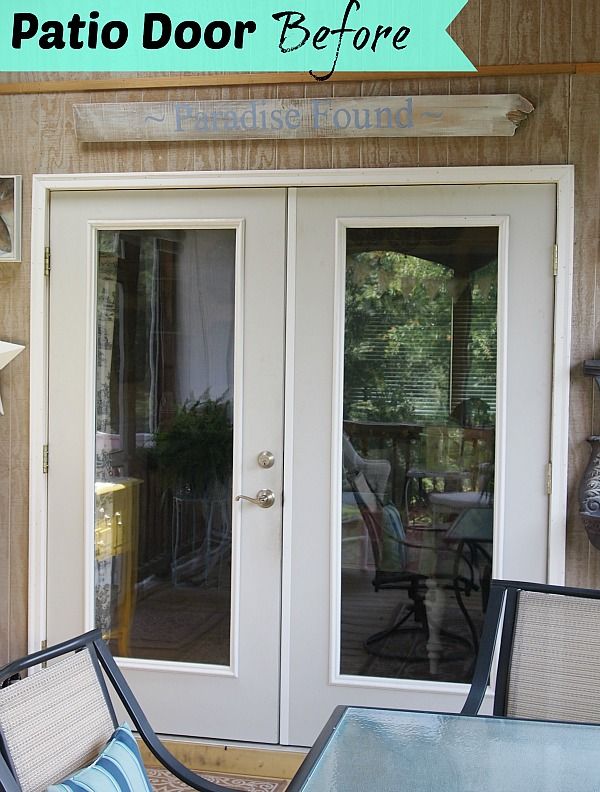 the patio door before and after being painted