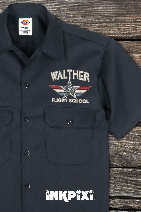 Seek your love for learning about aircrafts with Flight School custom work shirts. Just add any name for a top-notch garment for your aeronautics enthusiast. #inkpixi #personalizedgifts #customworkshirts #personalized #custom #workshirts #shirt #flightschool #fly #flying #school #work #workshop #family #airplane #dickies #patriotic #personalizedgiftsforhim #personalizedgiftsforher Short Sleeve Embroidered Shirt For Work, Fitted Short Sleeve Shirt With Embroidered Logo, Fitted Short-sleeve Shirt With Embroidered Logo, Customizable Short Sleeve College Shirt, Embroidered Short Sleeve School Top, Embroidered Short Sleeve Top For School, Customizable Cotton Shirt For College, Flight School, Custom Uniform