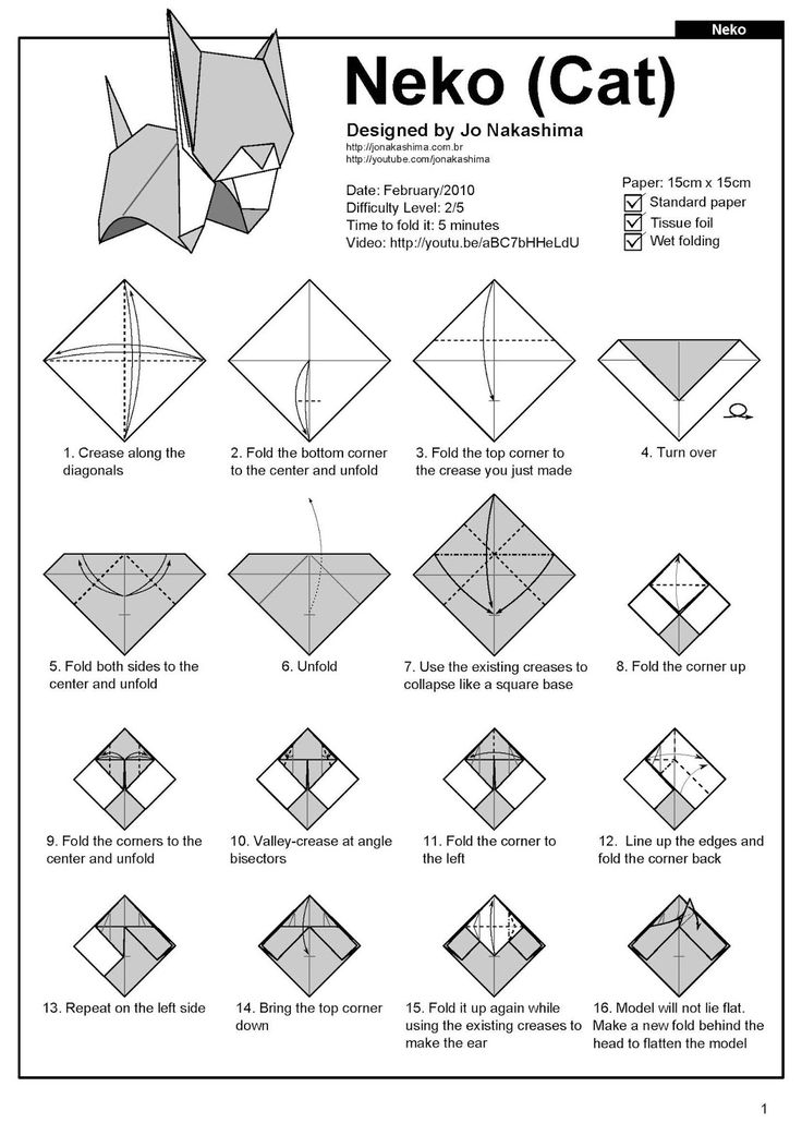 the instructions for how to make an origami cat with pictures and text on it