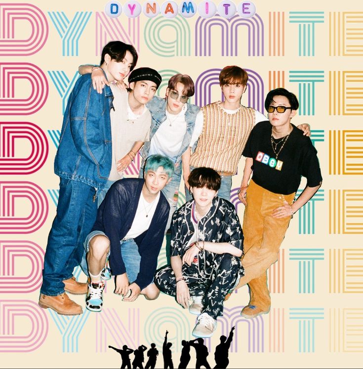 the boy group is posing for a photo in front of a colorful background with different colors