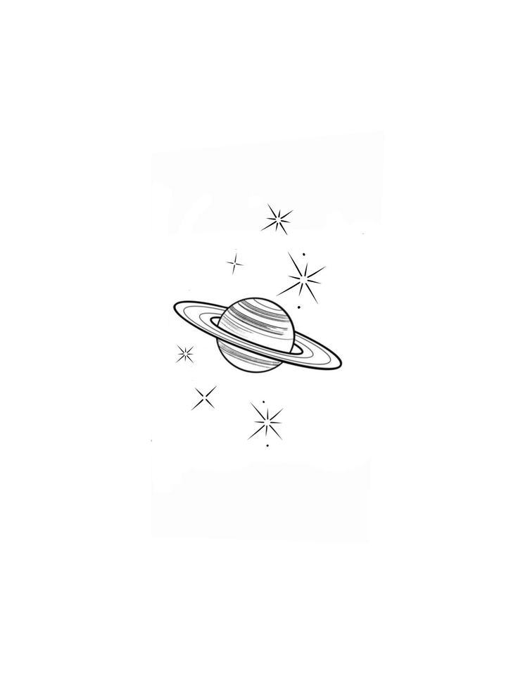 a drawing of saturn with stars in the background