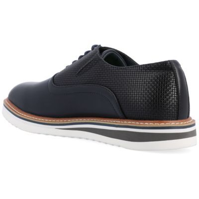 The Weber oxford from Vance Co. is as perfect for work as it is for the weekend. Their lightweight EVA outsole, lace-up closure, and vegan leather will give you the perfect fit. The 12 mm Tru Comfort Foam massaging insole, cushioned tongue, and elastic gusset will keep your feet comfortable all day. | Vance Co Men's Weber Dress Shoe, Navy Blue, 10M Black 13, Shoe Black, Dress Shoe, Thing 1 Thing 2, The Weekend, Black Shoes, Vegan Leather, Dress Shoes, Oxford