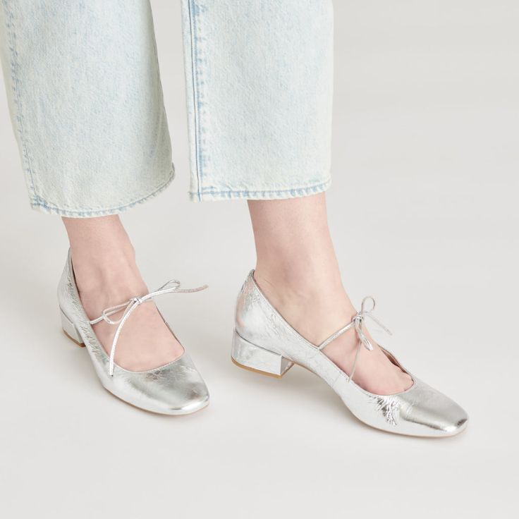 ARDIEN HEELS SILVER CRINKLE PATENT – Dolce Vita Heels Silver, Statement Shoe, Silver Heels, Silver Shoes, New Season, Mary Janes, Block Heels, Anthropologie, Leather Upper