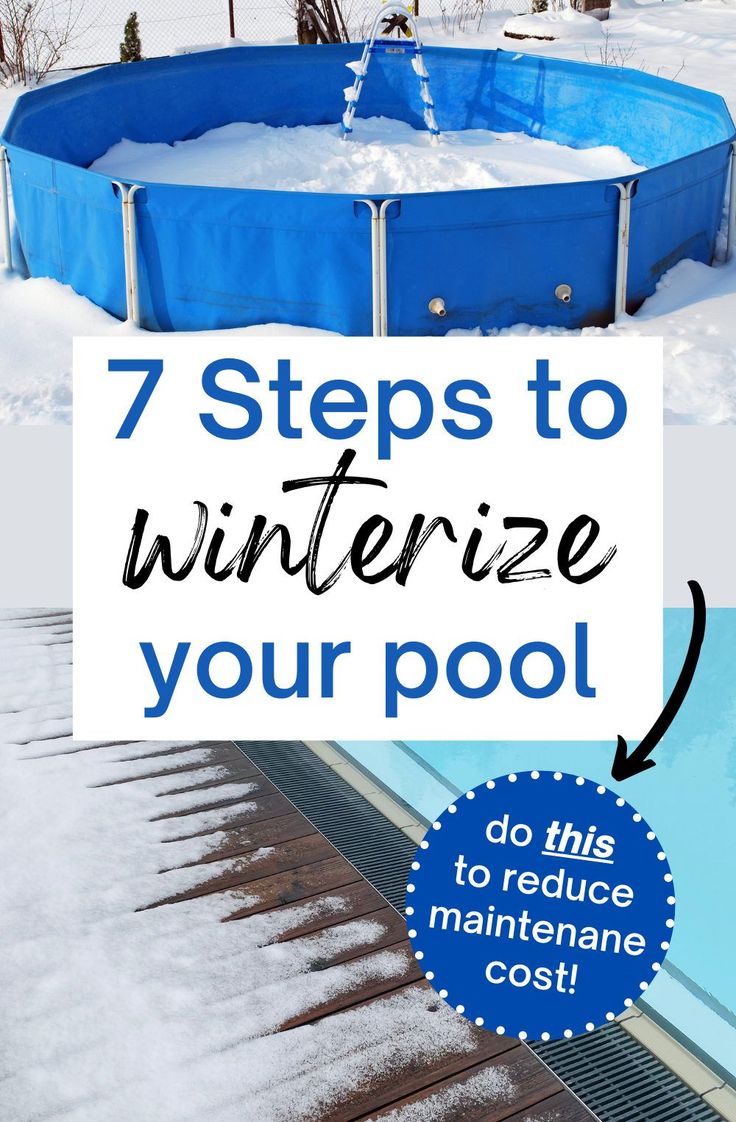 an above ground swimming pool with the words 7 steps to winterize your pool