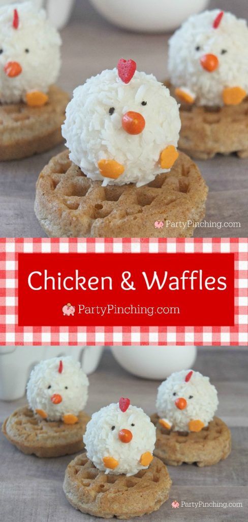 chicken and waffles are made with rice krispy treats