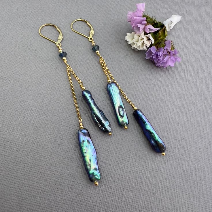 Elegant Iridescent Jewelry With Pearl Charm, Elegant Iridescent Drop Jewelry, Natural Stone Earrings Handmade, Jewelry 2024, Peacock Pearl, Freshwater Pearl Drop Earrings, Dragon Earrings, Blue Peacock, Natural Stone Earrings