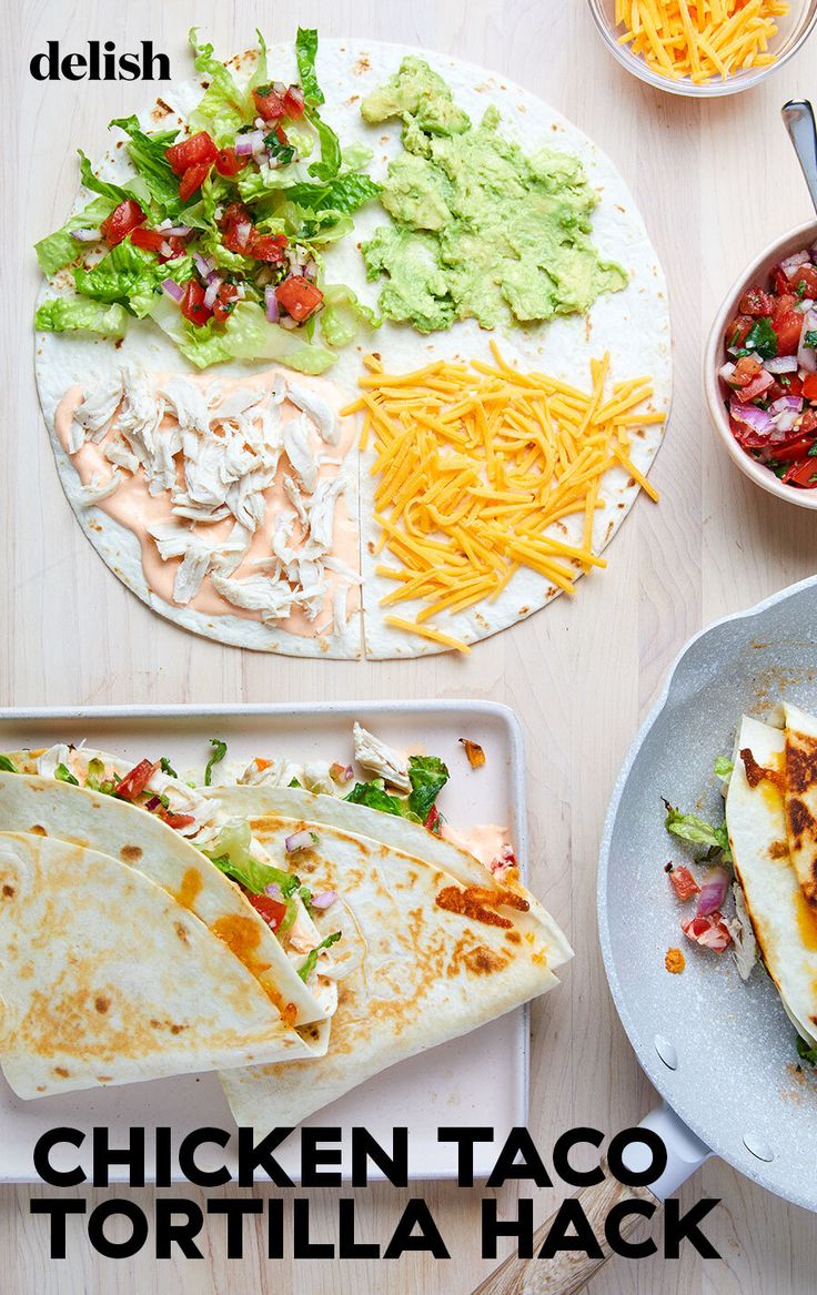 the meal is prepared and ready to be eaten on the table, including quesadillas