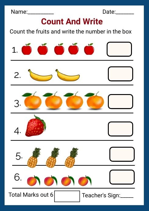 counting worksheet with fruits and numbers for kids to count on the number line