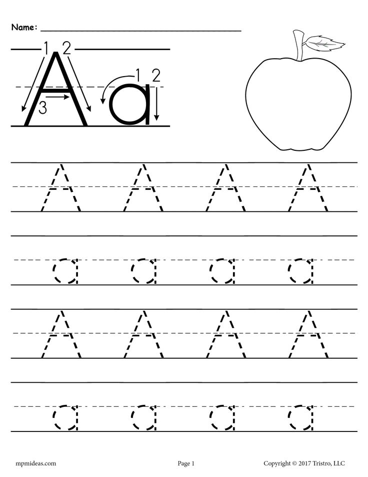 the letter a worksheet with an apple and letters to be written on it