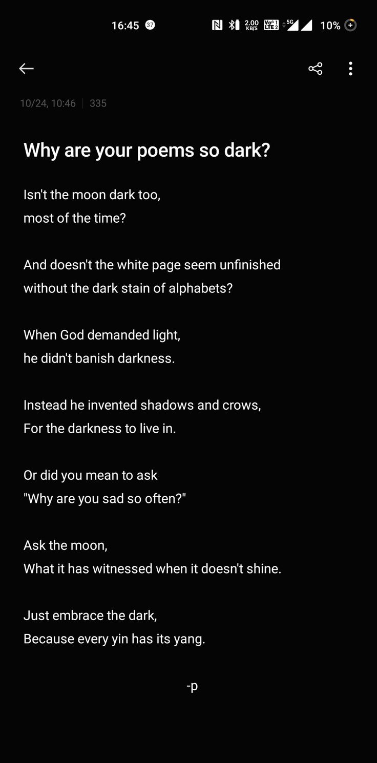 the poem is written in black and white