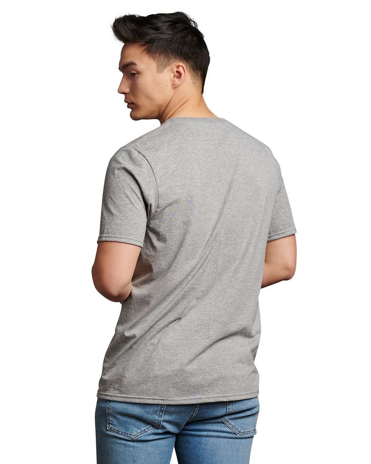 Essential Tee - OXFORD - M | Russell Athletic Essential Top in Oxford Size Medium | 60/40 cotton/polyester Casual Cotton T-shirt In Athletic Heather, Athletic Heather Cotton Crew Neck T-shirt, Casual Gray Cotton T-shirt, Athletic Heather Graphic Cotton T-shirt, Heather Grey Cotton T-shirt For Streetwear, Athletic Heather Cotton T-shirt With Crew Neck, Urban Cotton T-shirt For Everyday, Basic Cotton Tops In Athletic Heather, Athletic Heather Cotton Top For Streetwear