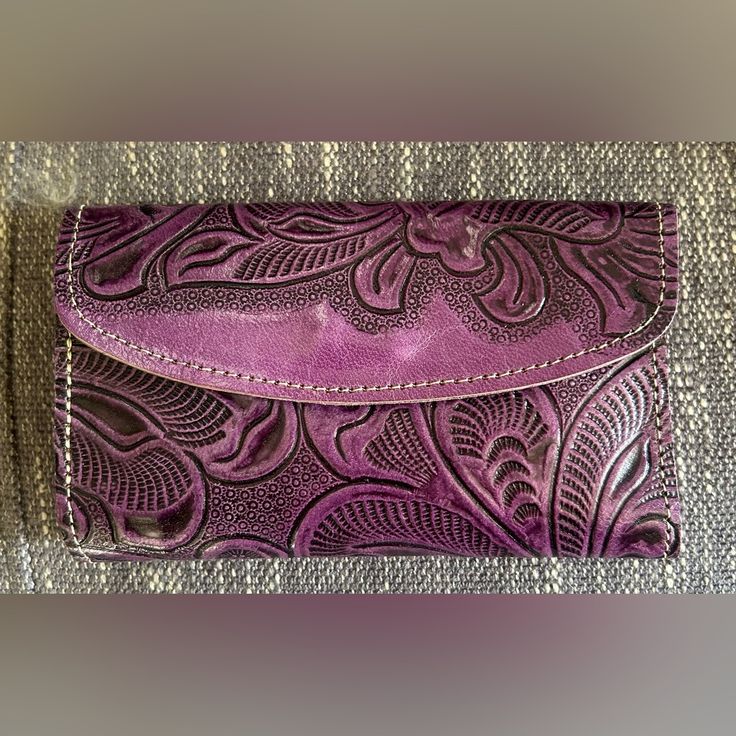 Brand New Genuine Leather Western Style Wallet Made In Mexico Snap Closure Zip Pocket Mirror 2 Card Slots Large Slot For Money Purple Leather Rectangular Wallet, Purple Leather Wallet For Gift, Purple Leather Wallet As Gift, Purple Leather Wallets For Gifts, Purple Leather Wallet As A Gift, Elegant Purple Leather Wallets, Elegant Purple Bifold Wallet, Purple Rectangular Wallet With Interior Card Slots, Purple Wallets With Interior Card Slots Gift