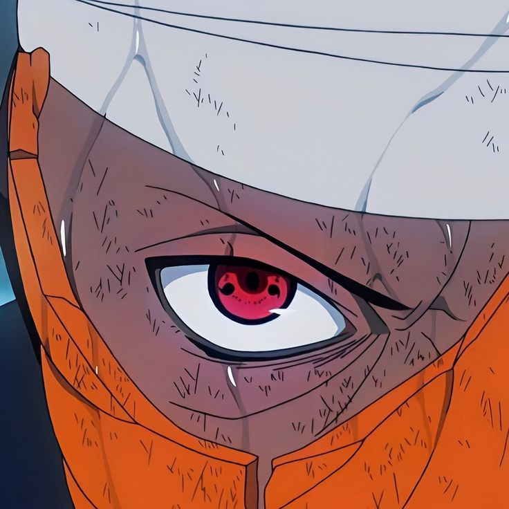 an evil looking anime character with red eyes