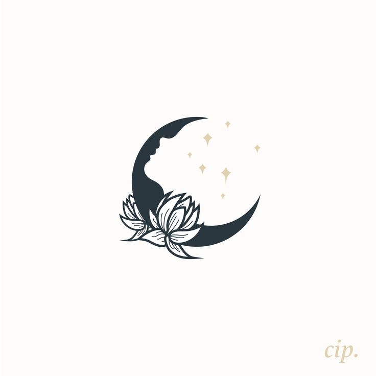 the moon and lotus flower are depicted in this logo