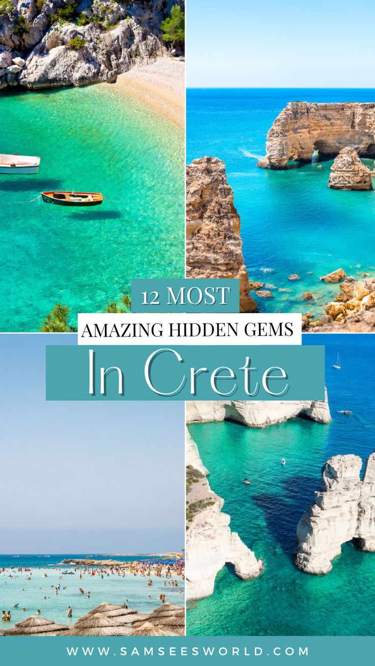 the most amazing hidden gems in cretae, italy with text overlay that reads 12 most amazing hidden gems