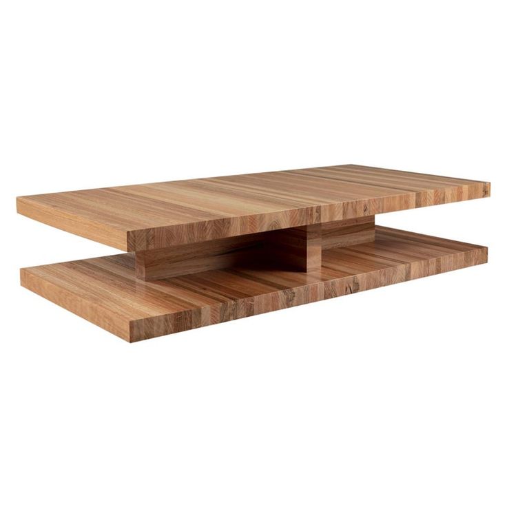 two wooden tables sitting on top of each other