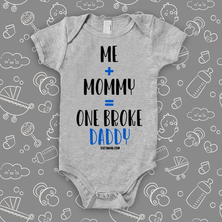 td {border: 1px solid #ccc;}br {mso-data-placement:same-cell;} A Daddy that loves spending money on his family and wants the world to know it! You will love this funny baby onesie with the caption "Me + Mommy = One Broke Daddy", as it is made from 100% cotton, and is 100% hilarious. Onesie is made of 100% Cotton. Interlocked fabric for stretch-ability. Ribbed and double stitched collar. High Quality Product. Printed in the USA. Machine-wash safe. Funny Onesie With Letter Print For Playtime, Funny Text Onesie, Funny Graphic Print Onesie For Playtime, Funny Onesie For Gender Reveal With Text, Funny Text Onesie For Gender Reveal, Funny Letter Print Onesie For Gender Reveal, Funny Gender Reveal Onesie With Letter Print, Funny Baby Onesie, Baby Swag